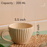 Cream striped coffee mug height & breadth