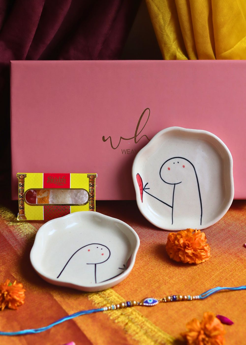 Hum - Tum Handmade Dessert plate Rakhi Gift box handmade in India
