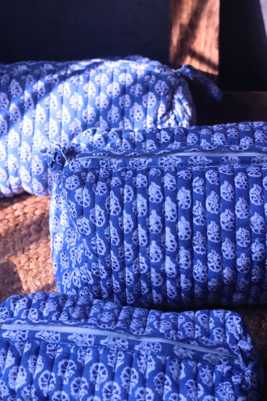 Indigo Toiletry Bag - Set of 3 handmade in india