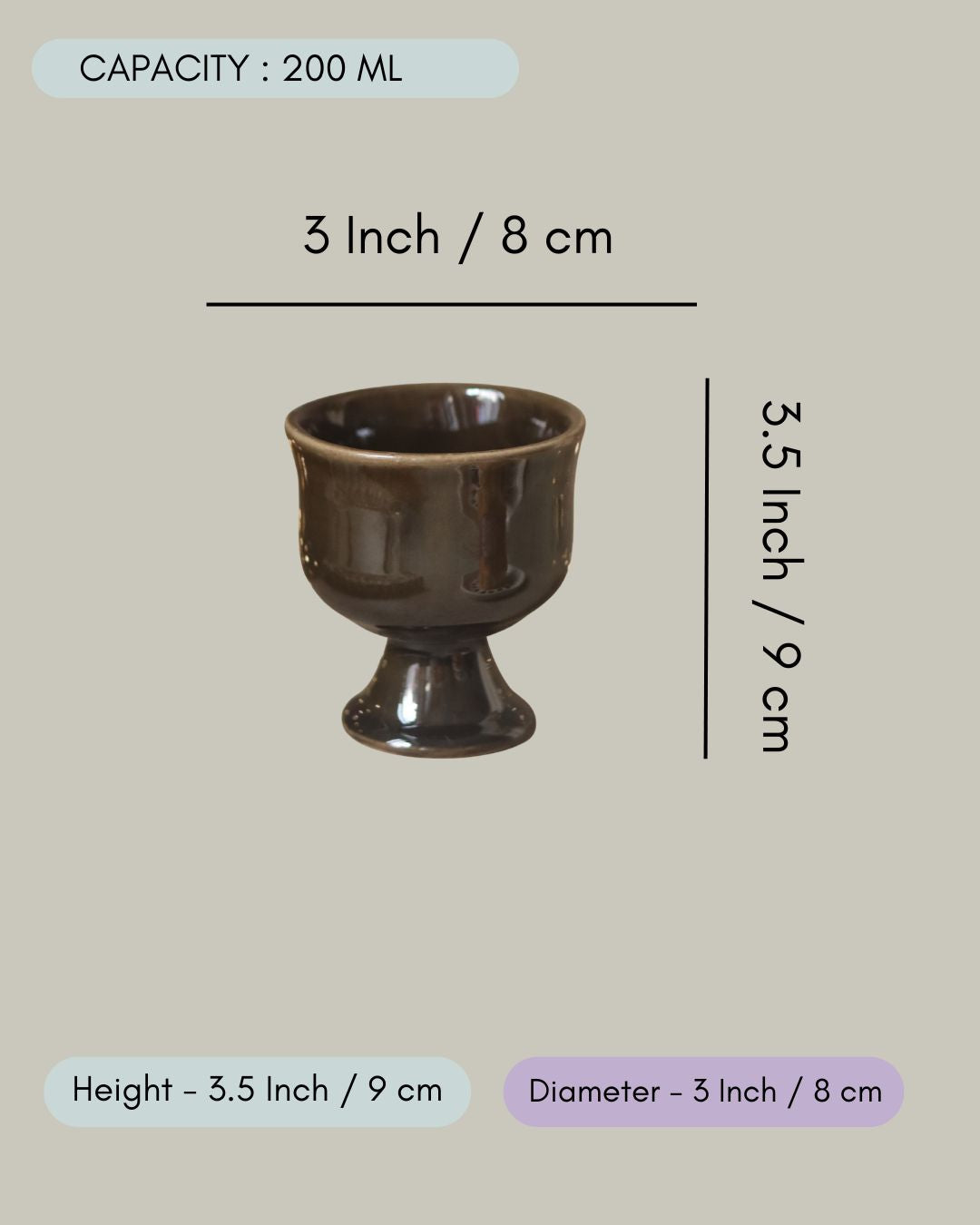 Glossy Black Ice Cream Goblet