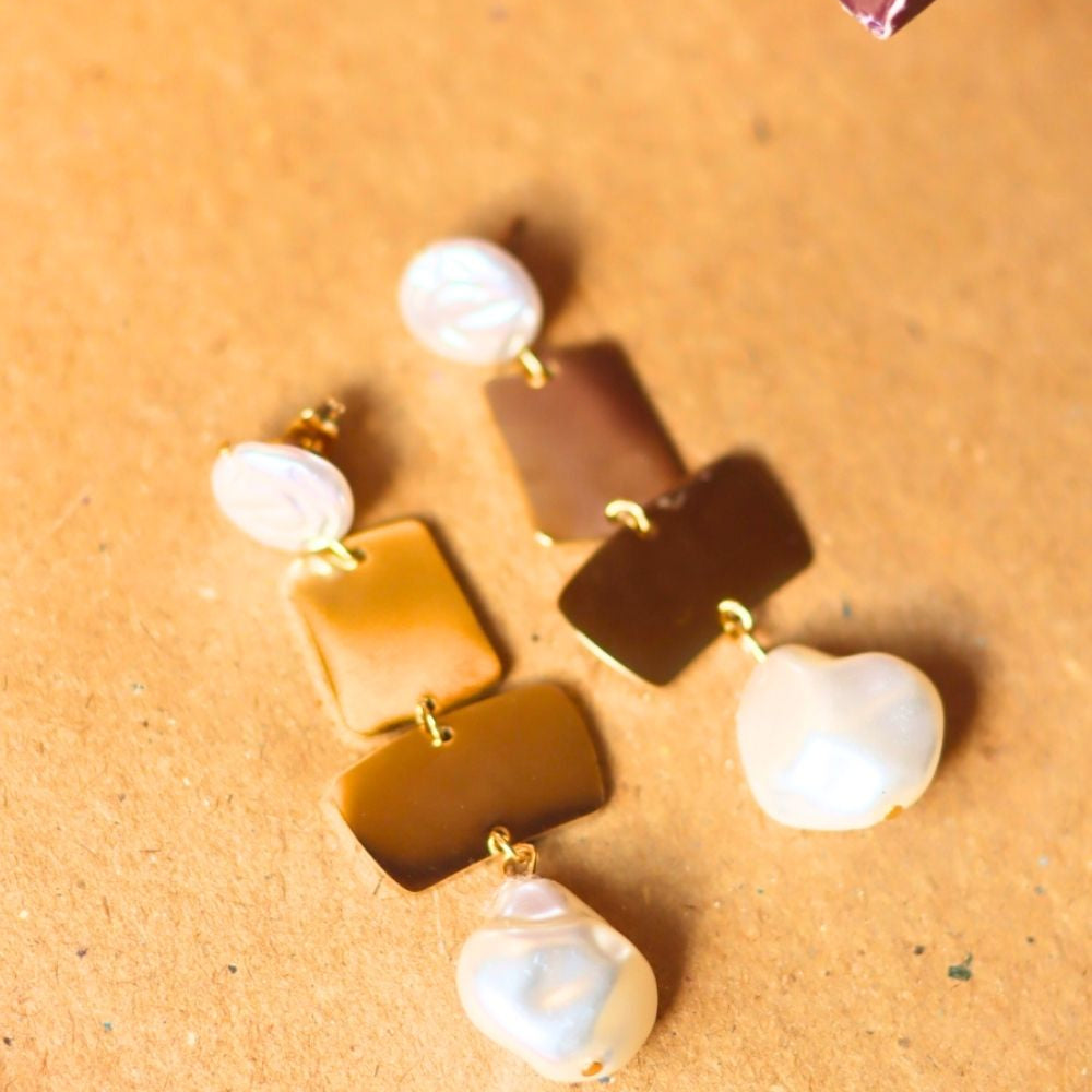 waterproof Dangling Pearl Earrings 