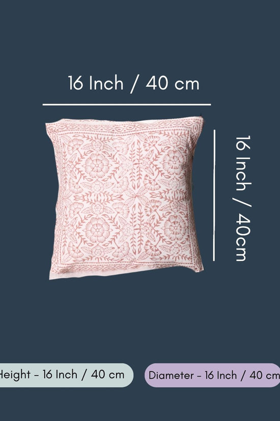 Rust Flower Block Printed Cushion Cover