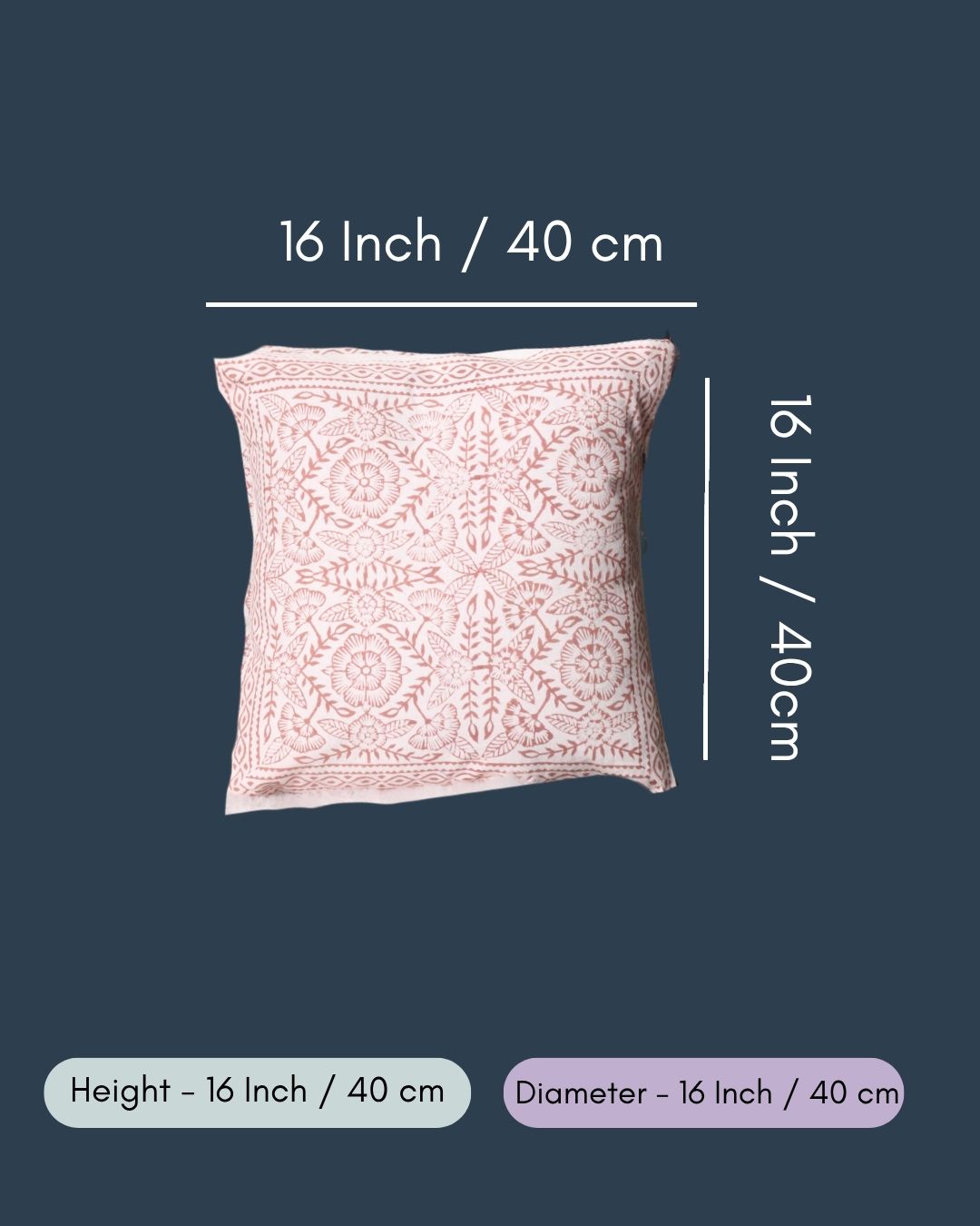 Rust Flower Block Printed Cushion Cover