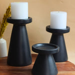 Set of 3 - Black Pillar Candle Holder handmade in india