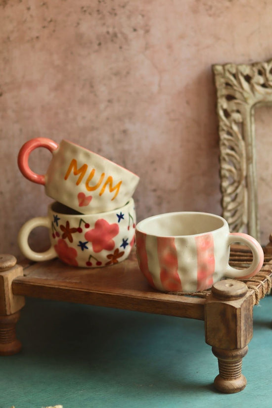 Set of 3 - Brewtiful Days mugs handmade in india