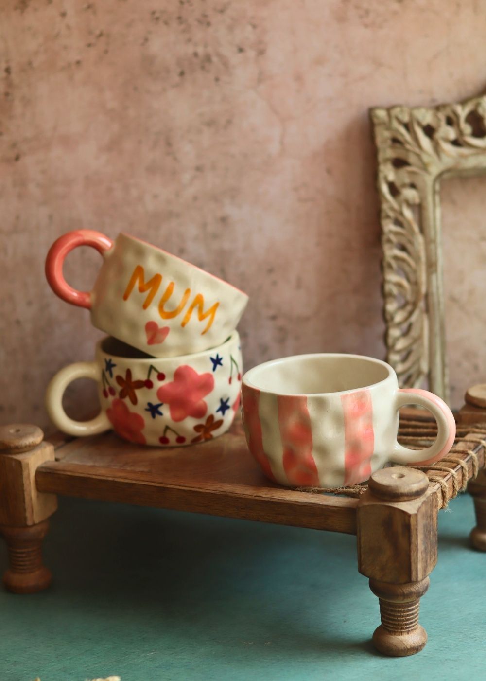 Set of 3 - Brewtiful Days mugs handmade in india
