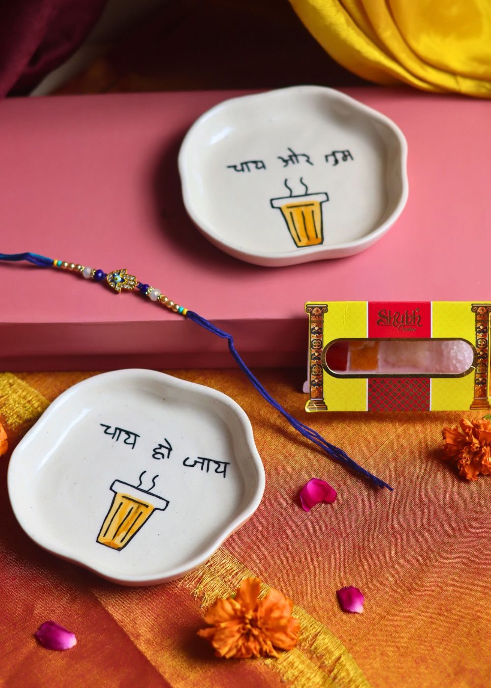 Chai or Tum & Chai ho Jaye Handmade Dessert plate Rakhi Gift box only for this raksha bandhan