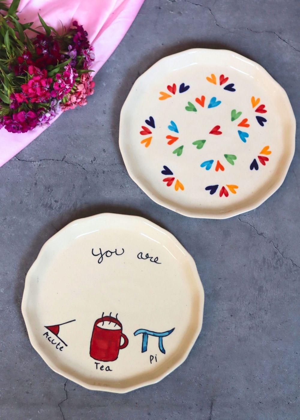 LoveisLove & Cutie Pie Snack Plate made by ceramic