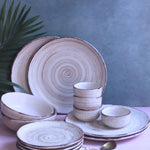 Set of 14 -  Brown & White Dinner Set with premium quality material