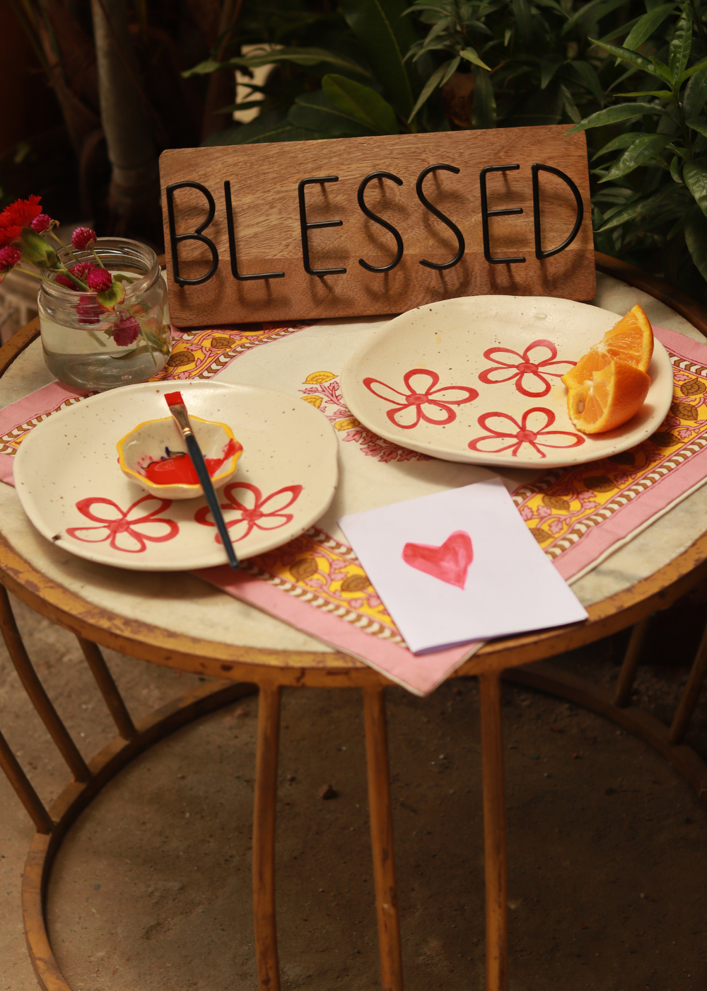 Blessed board on a table