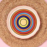 Handmade ceramic rainbow swirl plate 
