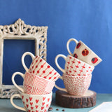 Set of 6 [Red&White] Handmade mugs (For the price of 5) with premium quality material