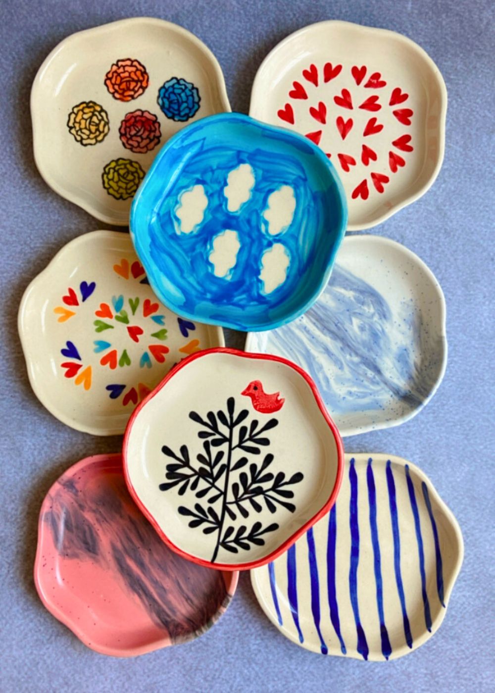 set of 8 handmade dessert plate made by ceramic 