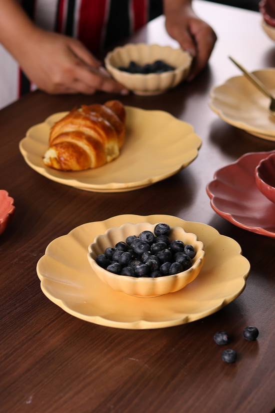 yellow plate & bowl set of two combo