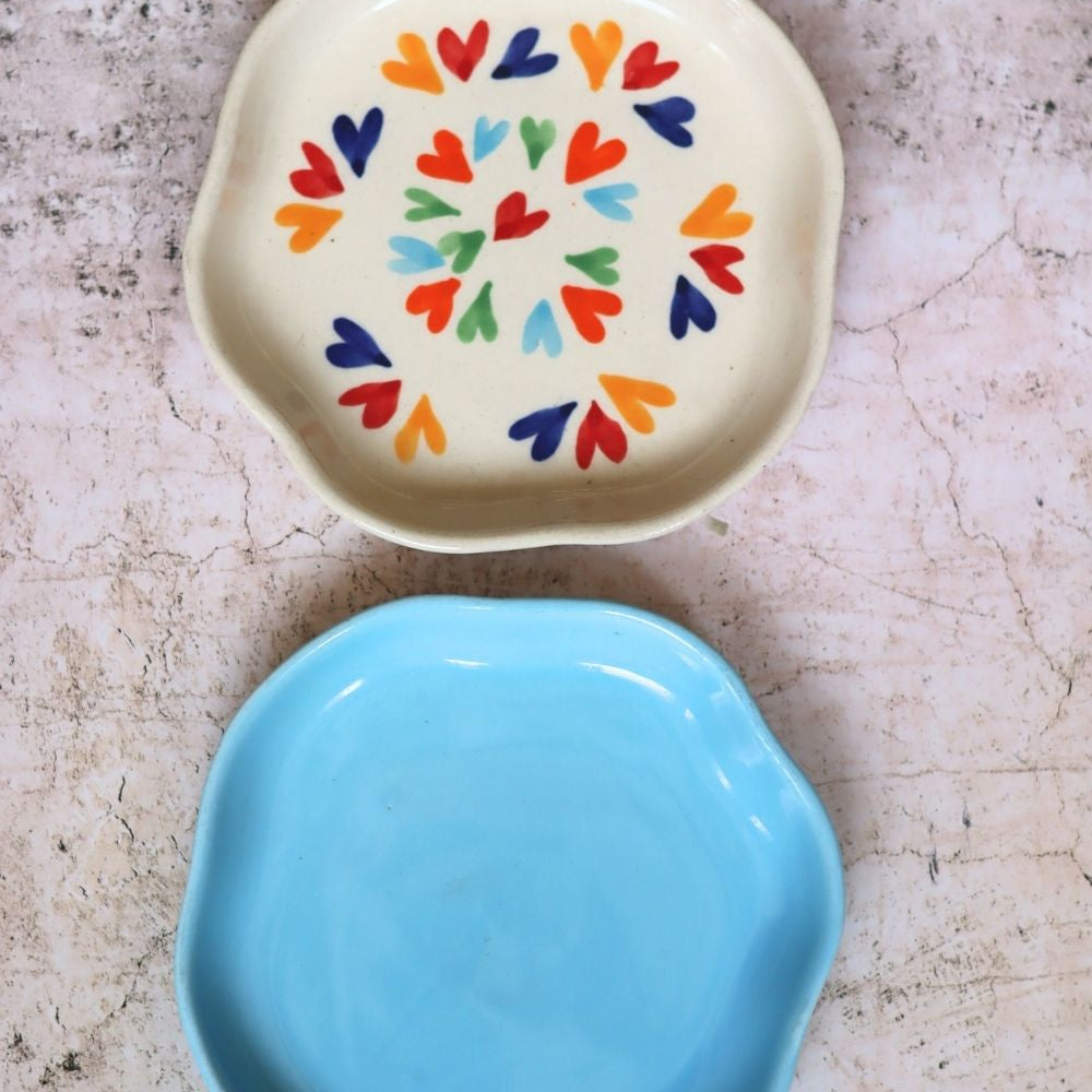 LoveisLove & Ocean Blue Handmade Dessert Plate Handmade in india