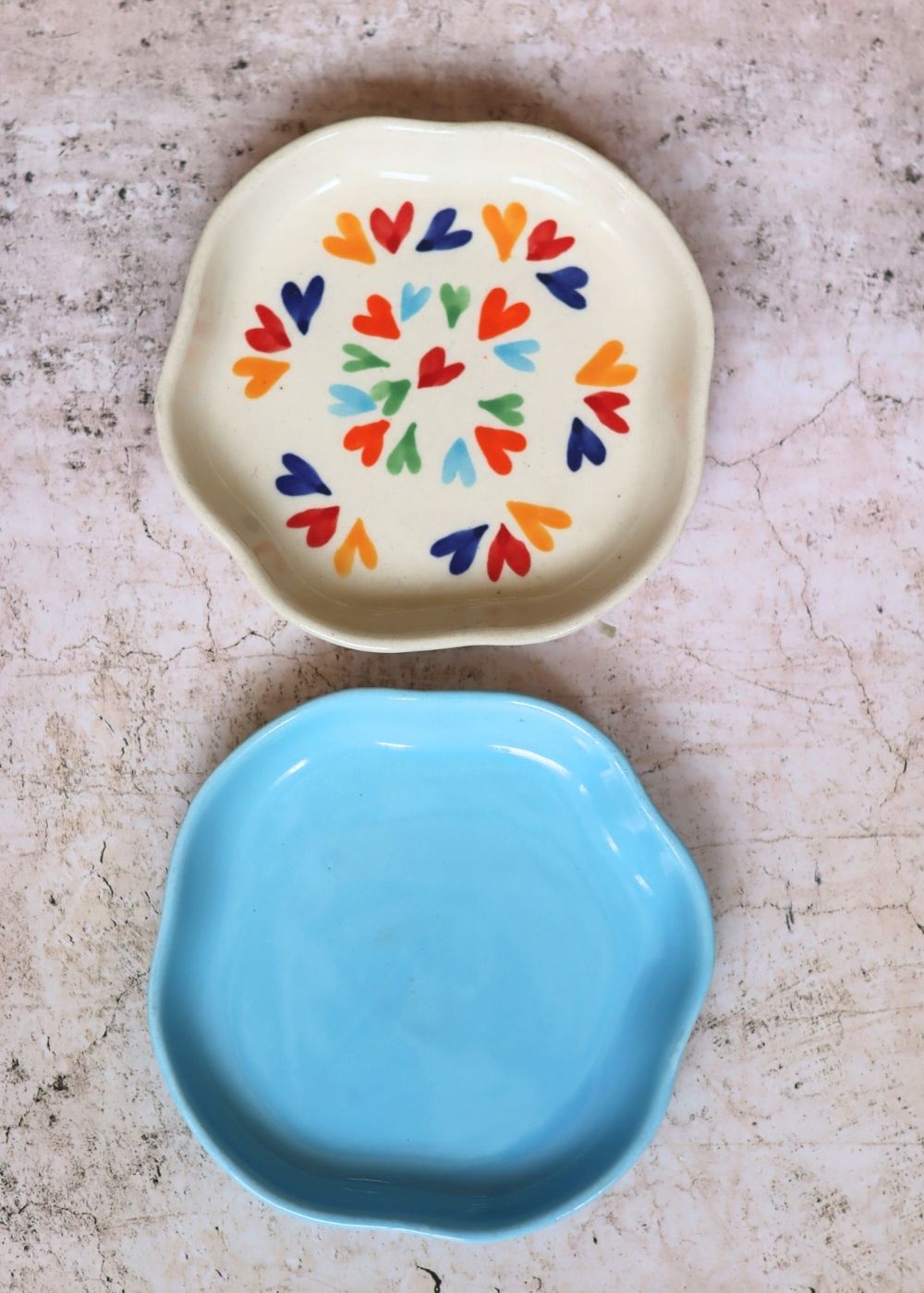 LoveisLove & Ocean Blue Handmade Dessert Plate Handmade in india