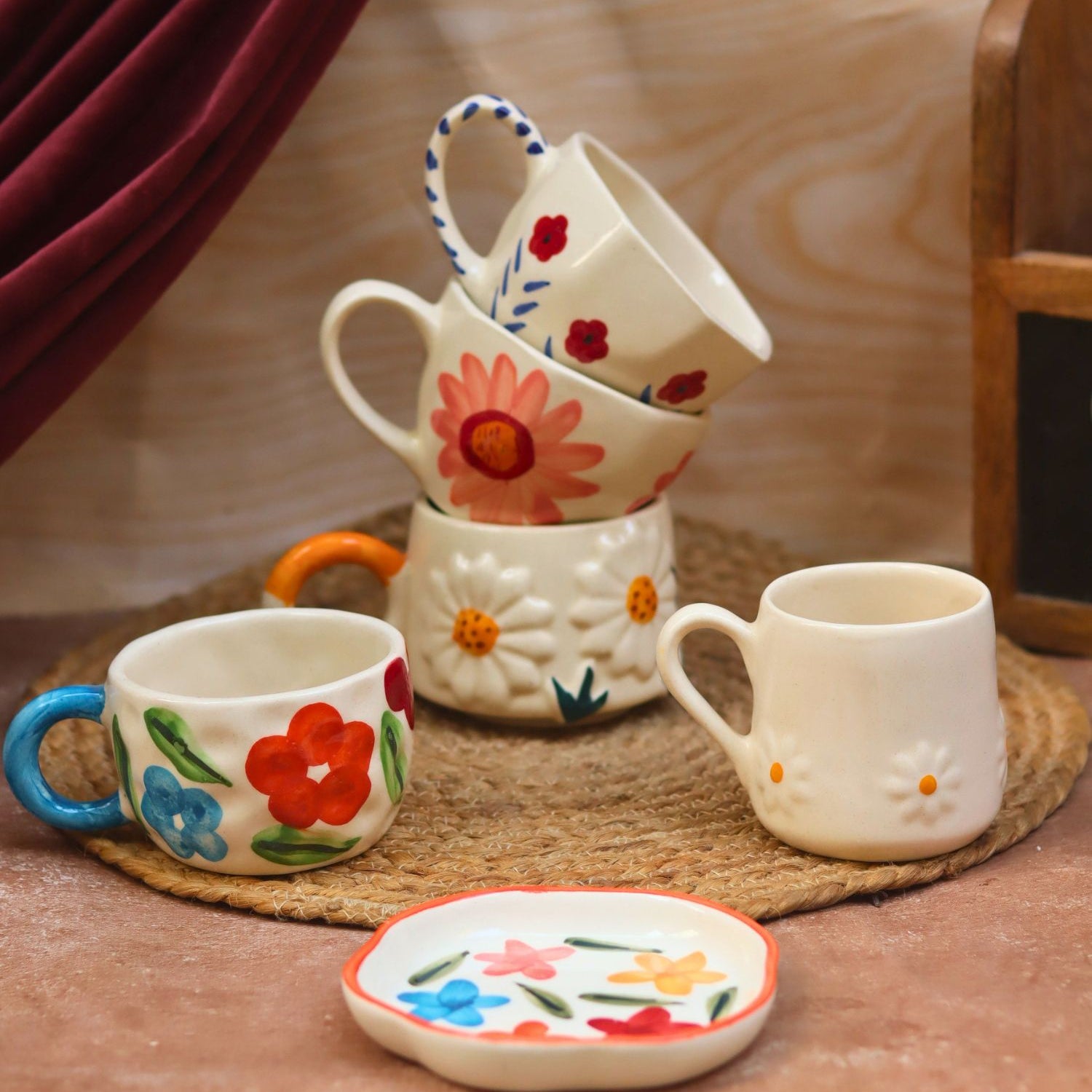 Set of 6 Elegant Mugs Combo (for the price of 5) made by ceramic