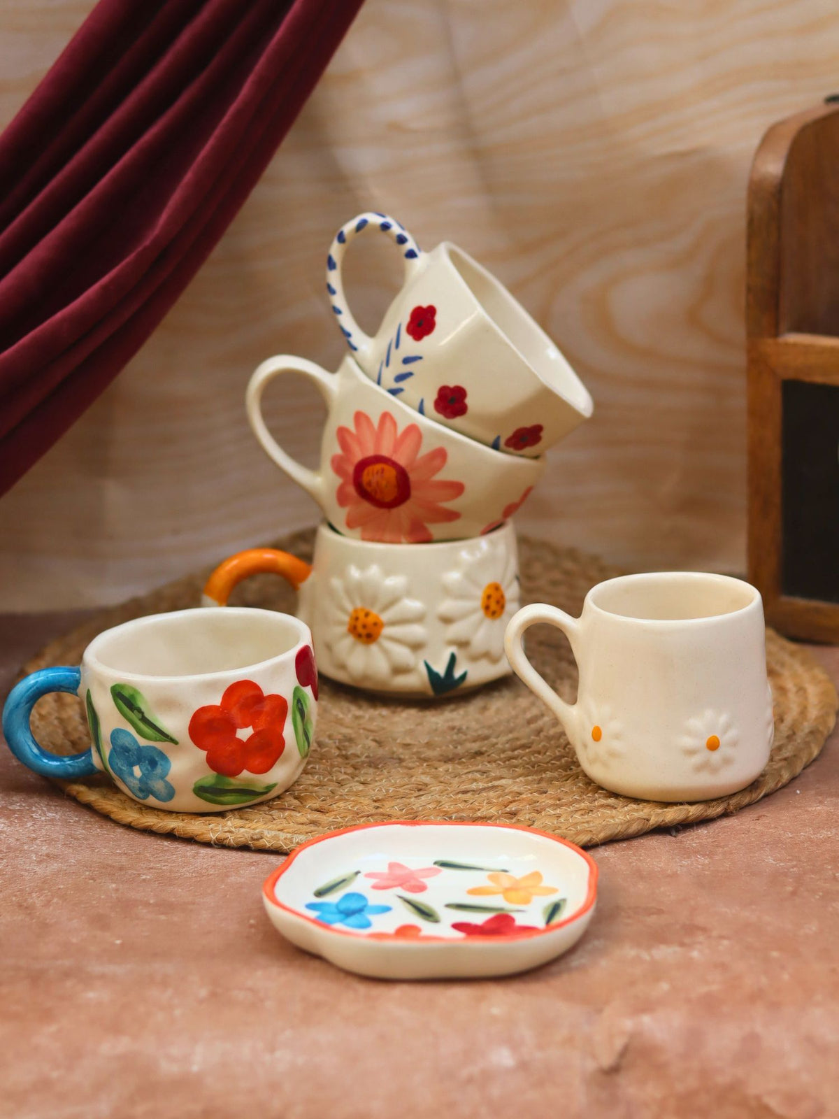 Set of 6 Elegant Mugs Combo (for the price of 5) made by ceramic