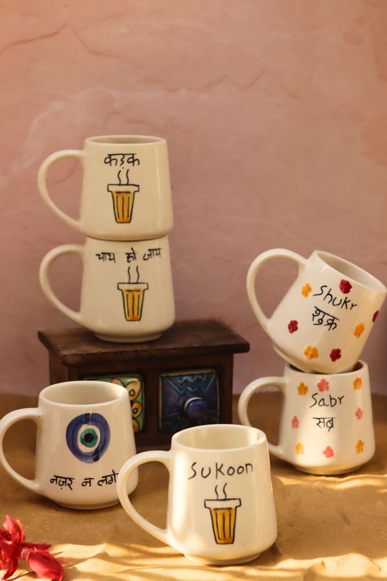 Set of 6 Statement Sip mugs combo (for the price of 5) handmade in India