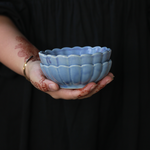 handmade blue ice cream bowl with flower design, ,made by ceramic 