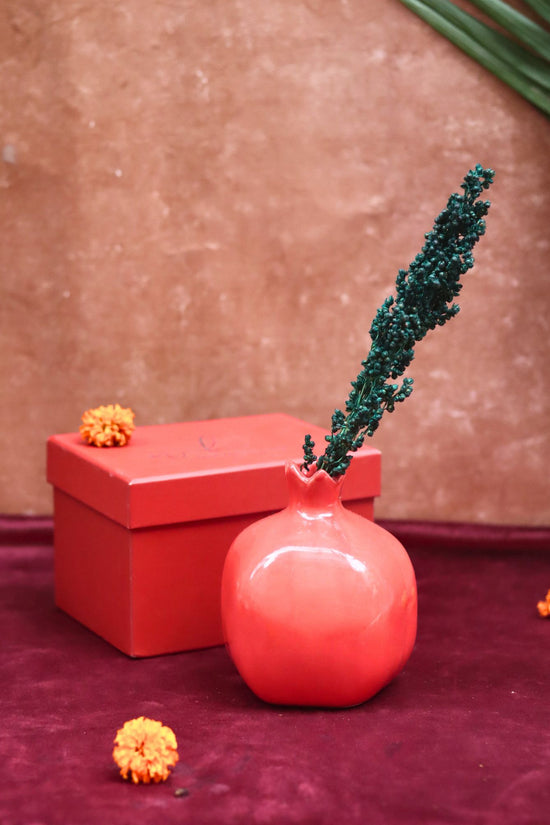 handmade Red Anar vase Gift Box