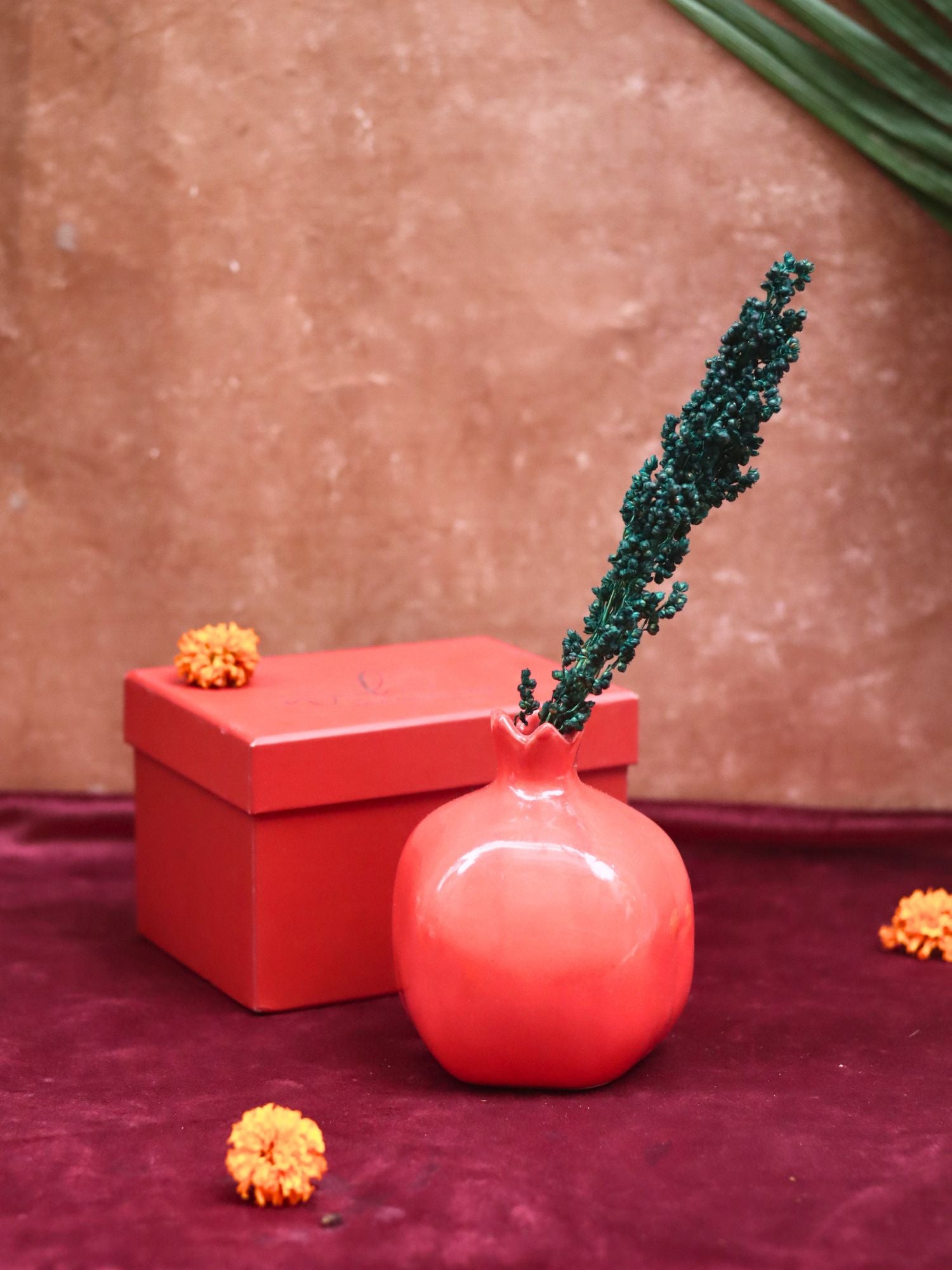 handmade Red Anar vase Gift Box