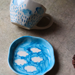 handmade cloud mug & dessert plate set of two combo