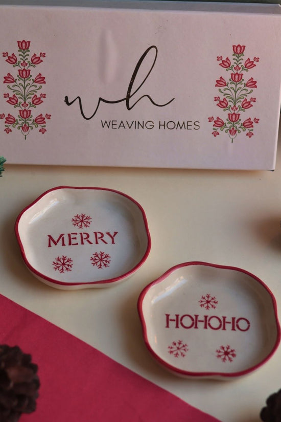 Handmade Merry & HOHOHO Handmade Dessert plate in a Gift Box