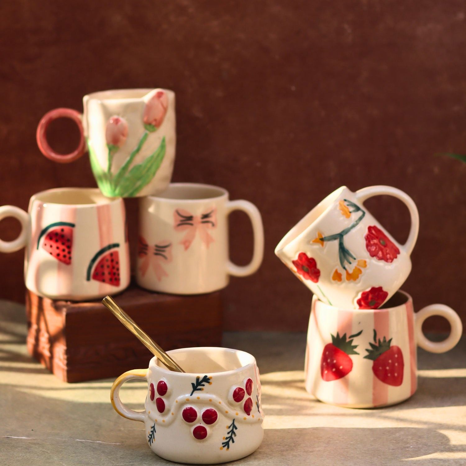 Set of 6 Cozy Morning Mugs (for the price of 5) made by ceramic