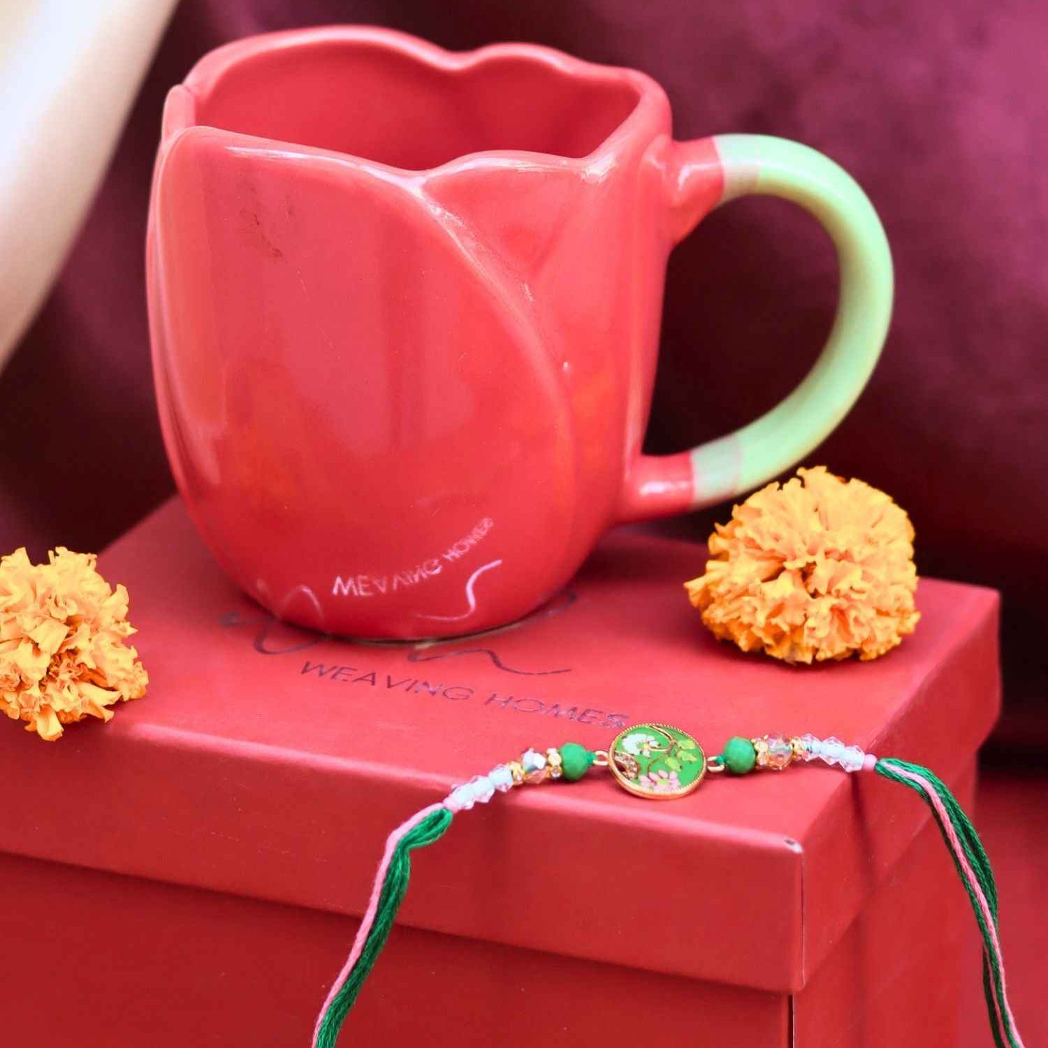 Red Tulip Mug rakhi Gift Box