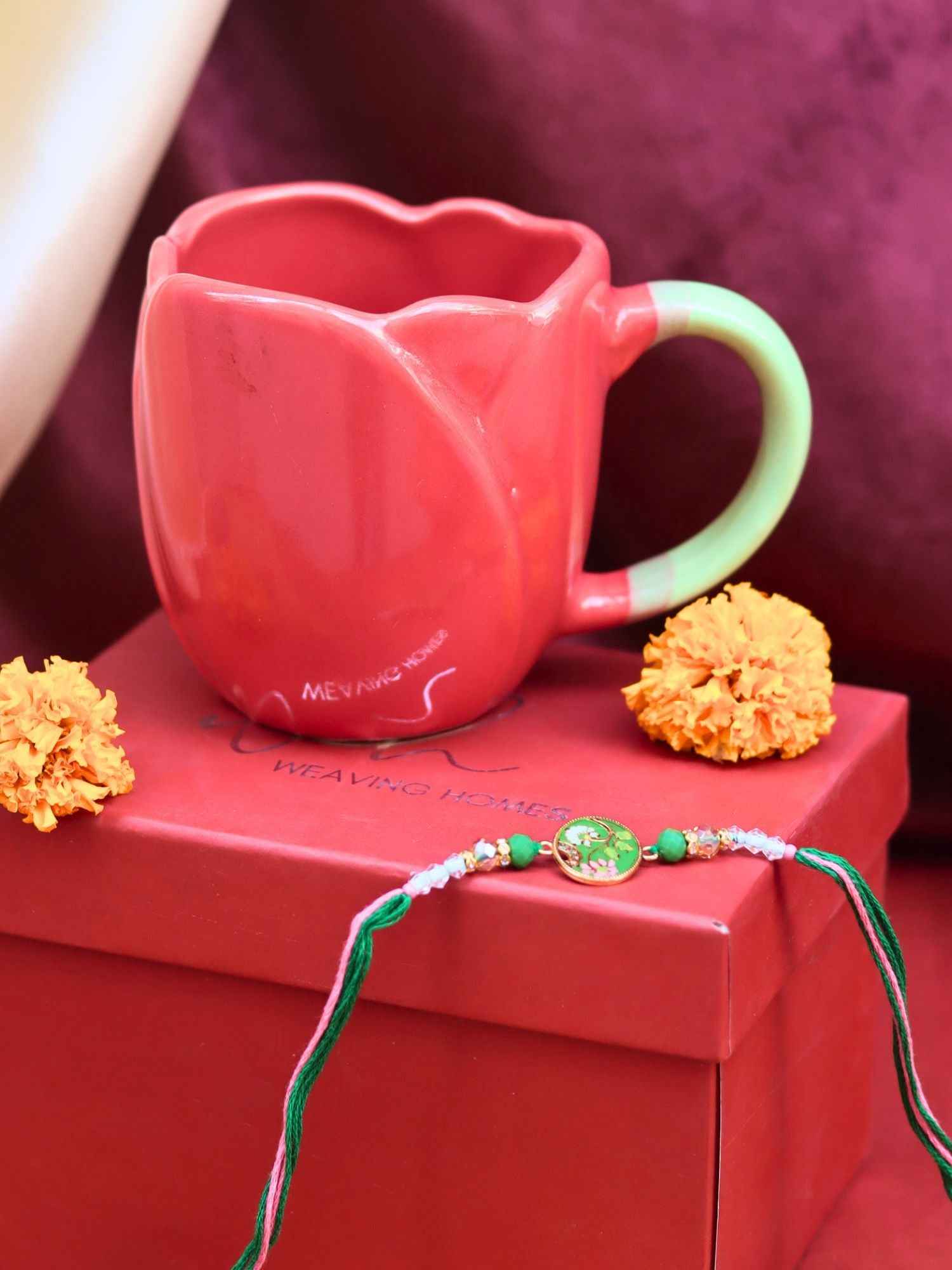 Red Tulip Mug rakhi Gift Box