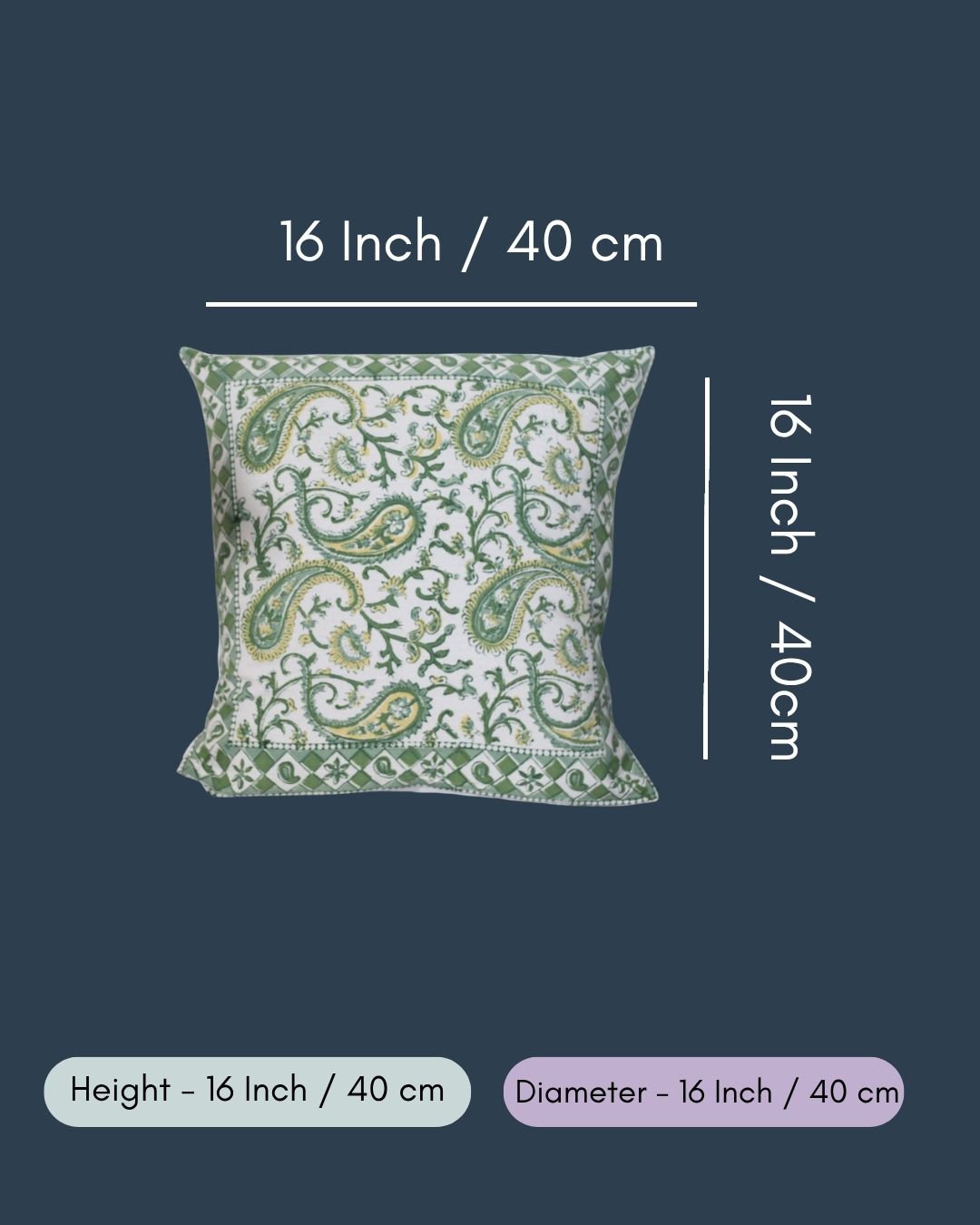 Green Paisley Cushion Cover