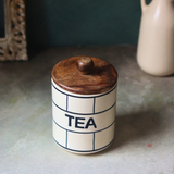 Tea jar ceramic with wooden lid 