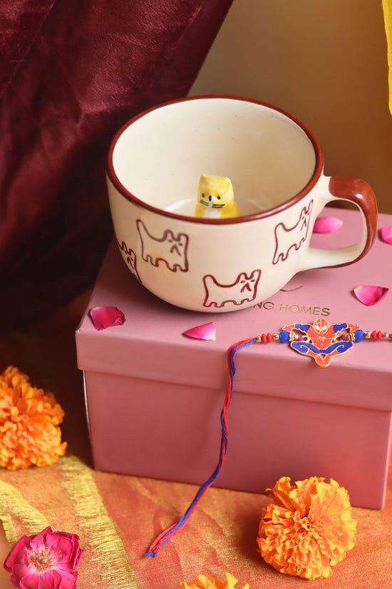 The OG Cat Mug rakhi Gift Box made by ceramic