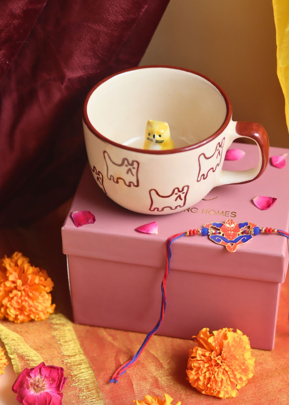 The OG Cat Mug rakhi Gift Box made by ceramic