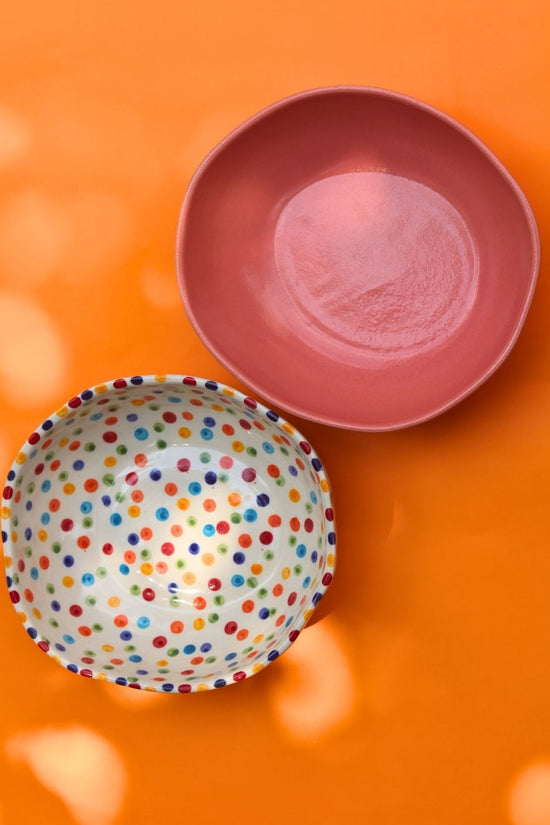 Set of 2 - Colorful Polka & Pink Curry Bowl Combo with premium quality material