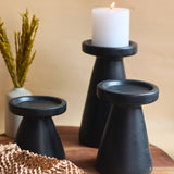 Set of 3 - Black Pillar Candle Holder handmade in india