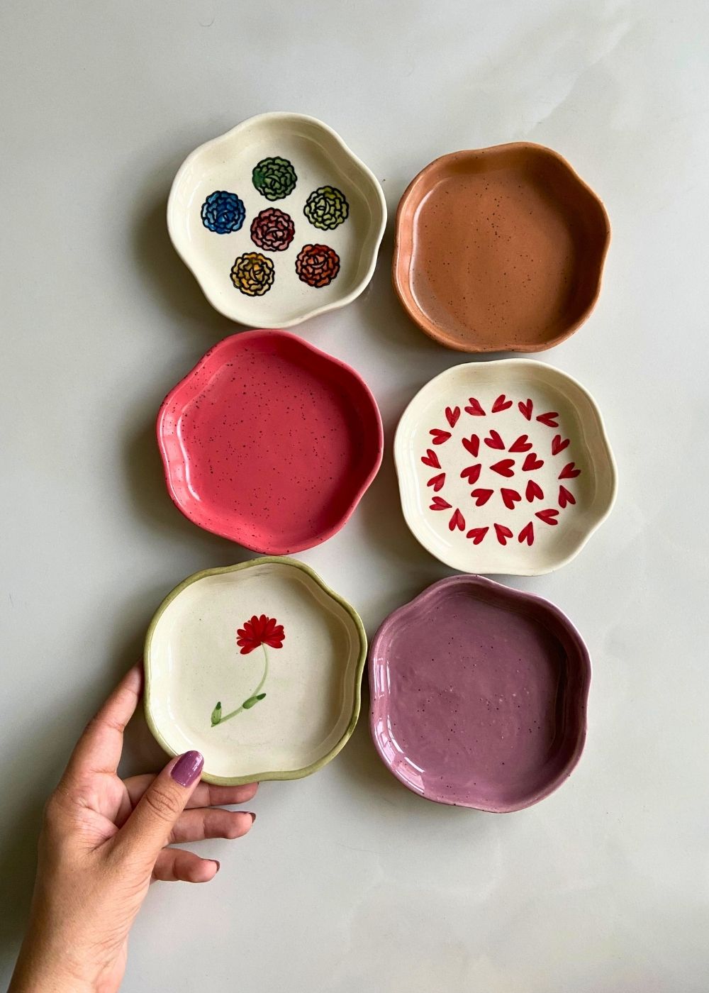 handpainted & neutrals dessert plates handmade in india 