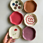 handpainted & neutrals dessert plates handmade in india 