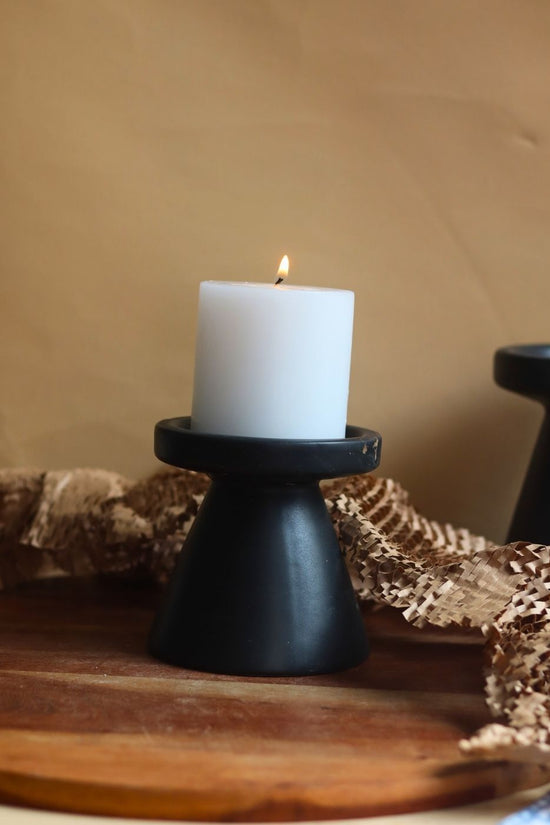 handmade Black Pillar Candle Holder - Small