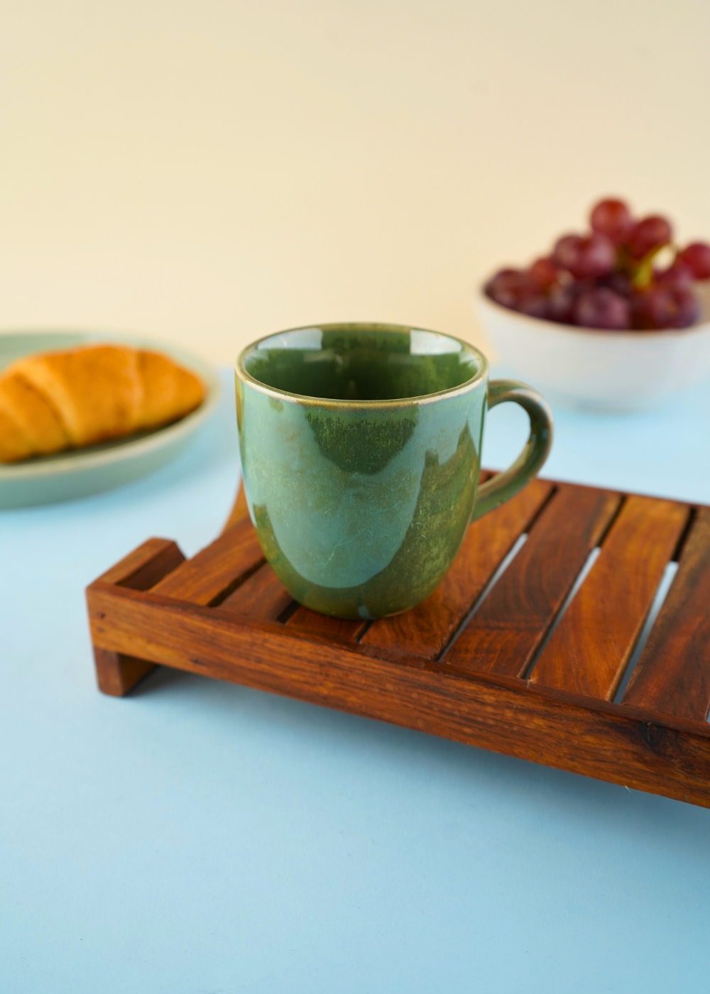 handmade basil green chai cup with adorable green color