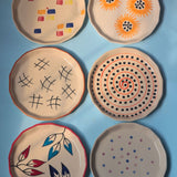 Handmade Set of 6 Artful Snack Plates (for the price of 5)