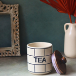 Handmade kitchenware tea jar with wooden lid