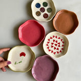 set of 6 handpainted & neutrals dessert plates made by ceramic