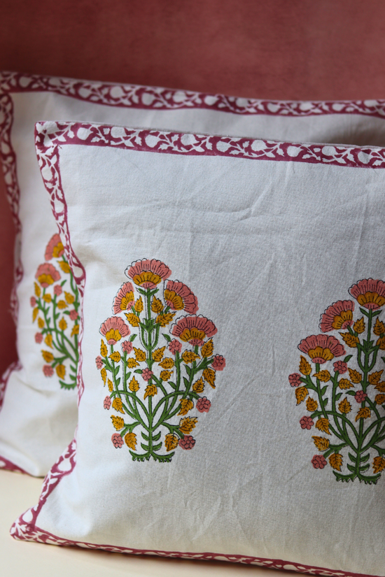 White cushion covers with flower