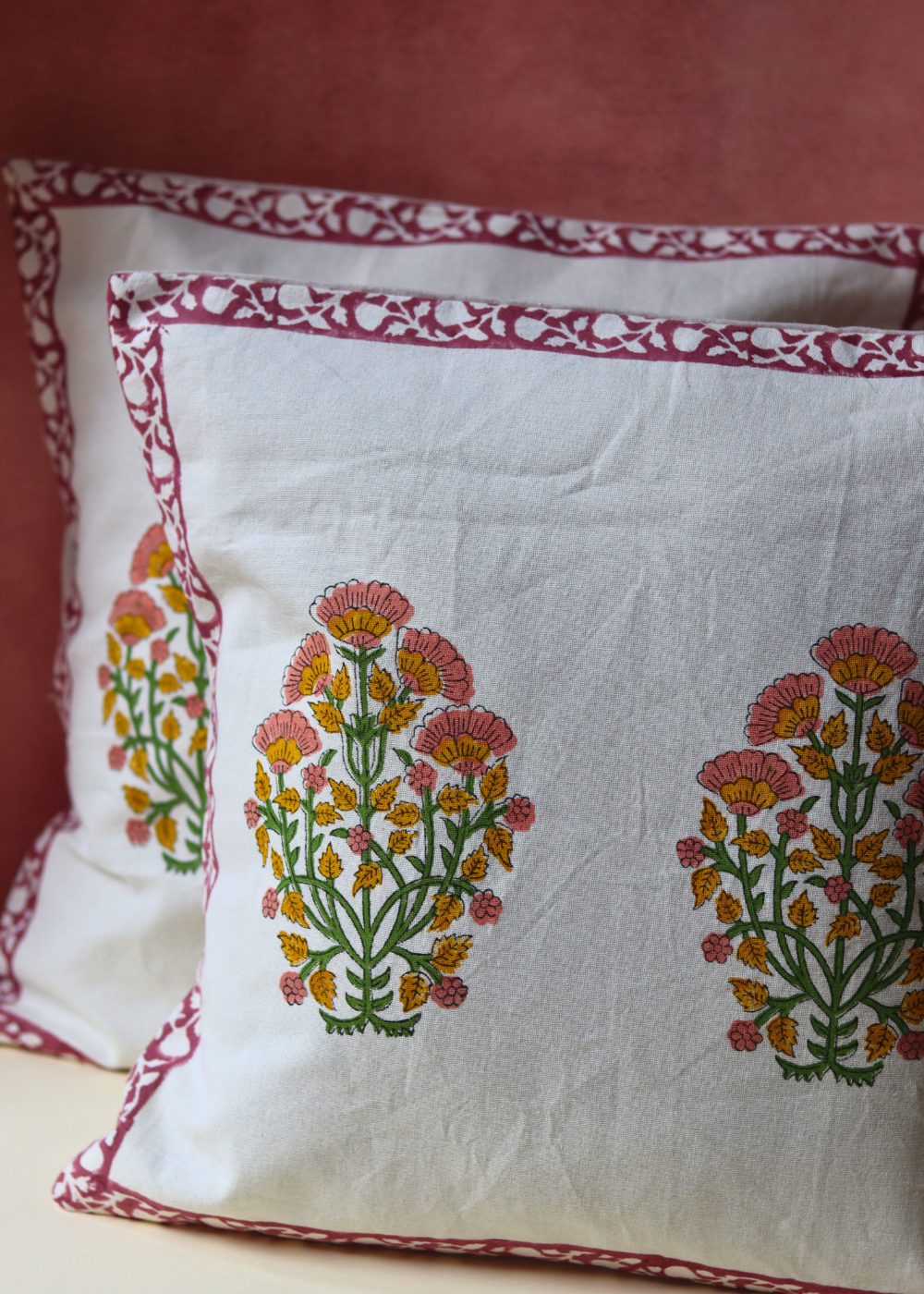 White cushion covers with flower