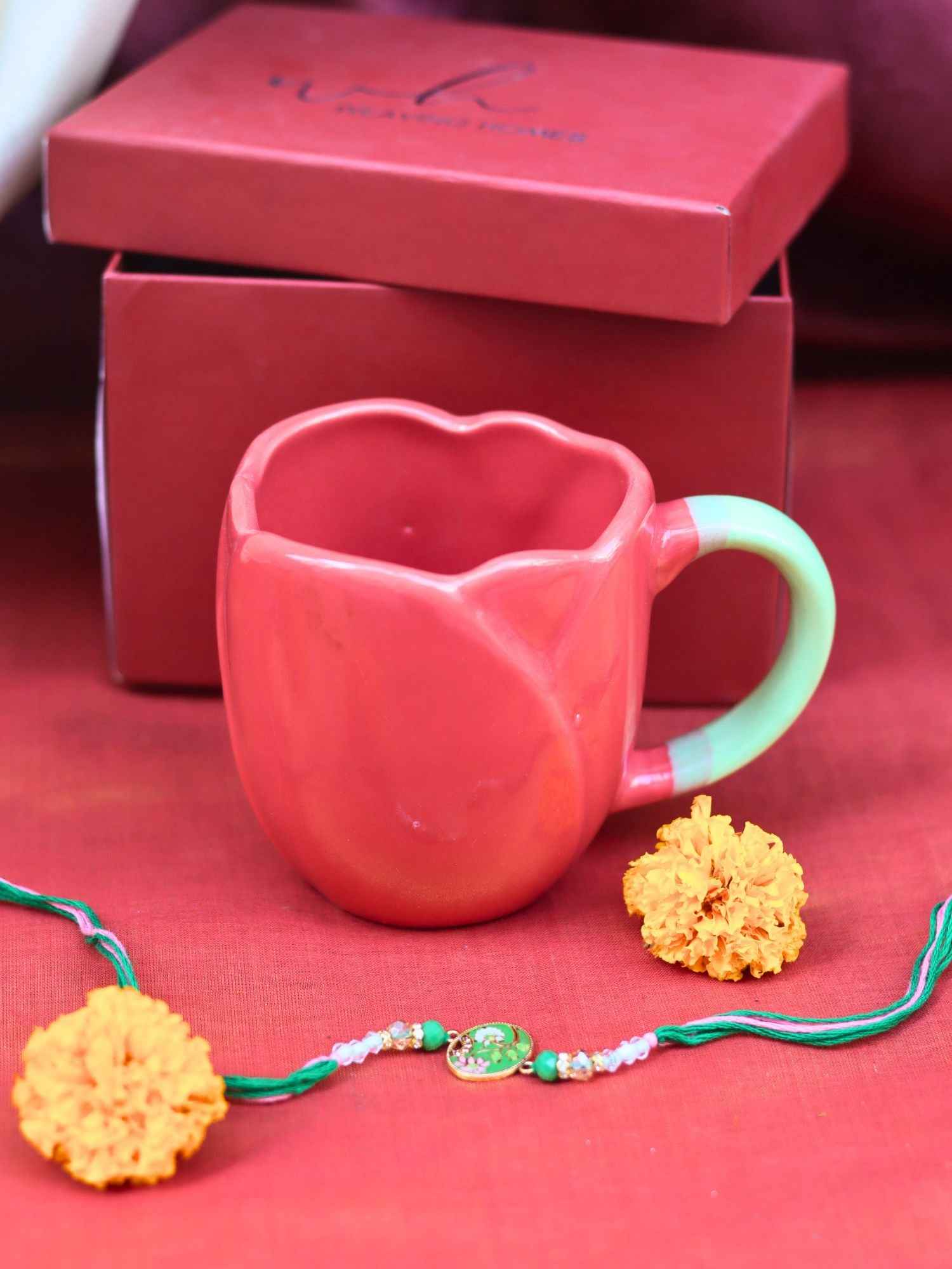 Red Tulip Mug rakhi Gift Box