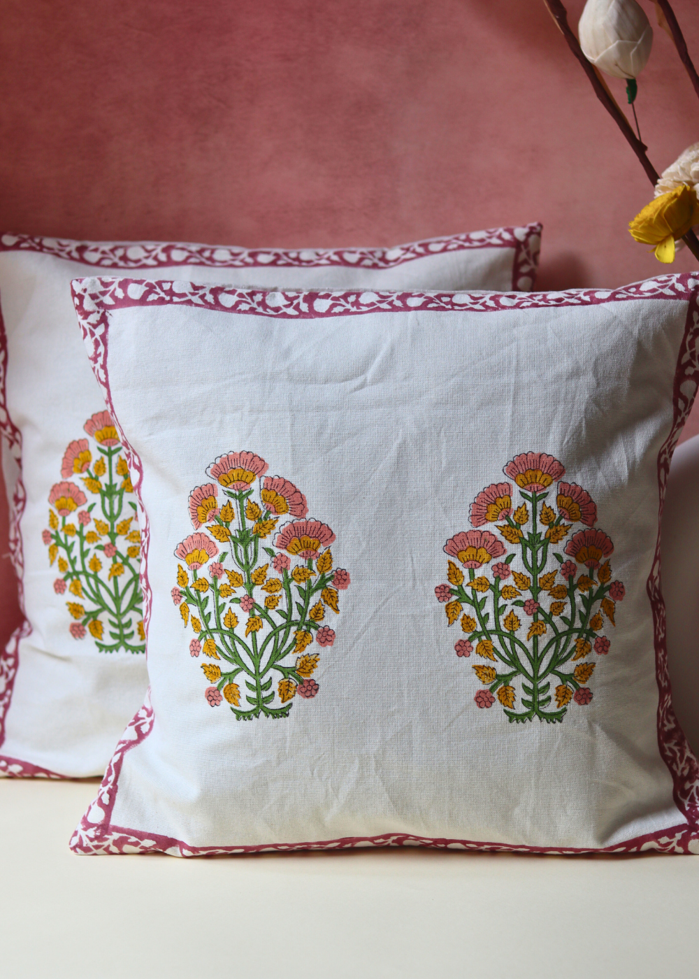 Flower cushion cover cotton