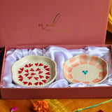 Heart & Striped Heart Handmade Dessert plate Rakhi Gift box only for this raksha bandhan