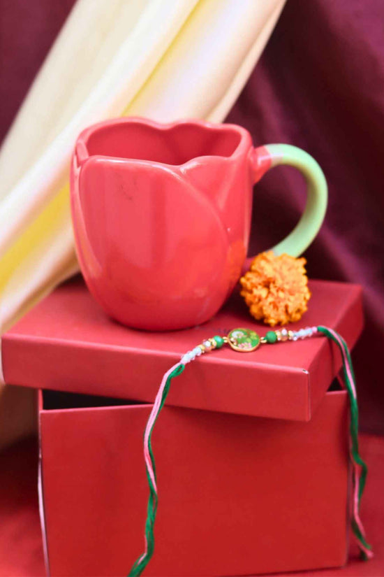 Red Tulip Mug rakhi Gift Box
